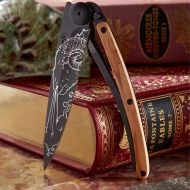 Dárkový kapesní nůž Deejo Tattoo Black 37g, olive wood, znamení zvěrokruhu