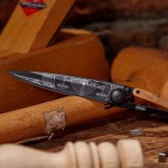 Dárkový kapesní nůž Deejo Tattoo Black 37g, olive wood, znamení zvěrokruhu